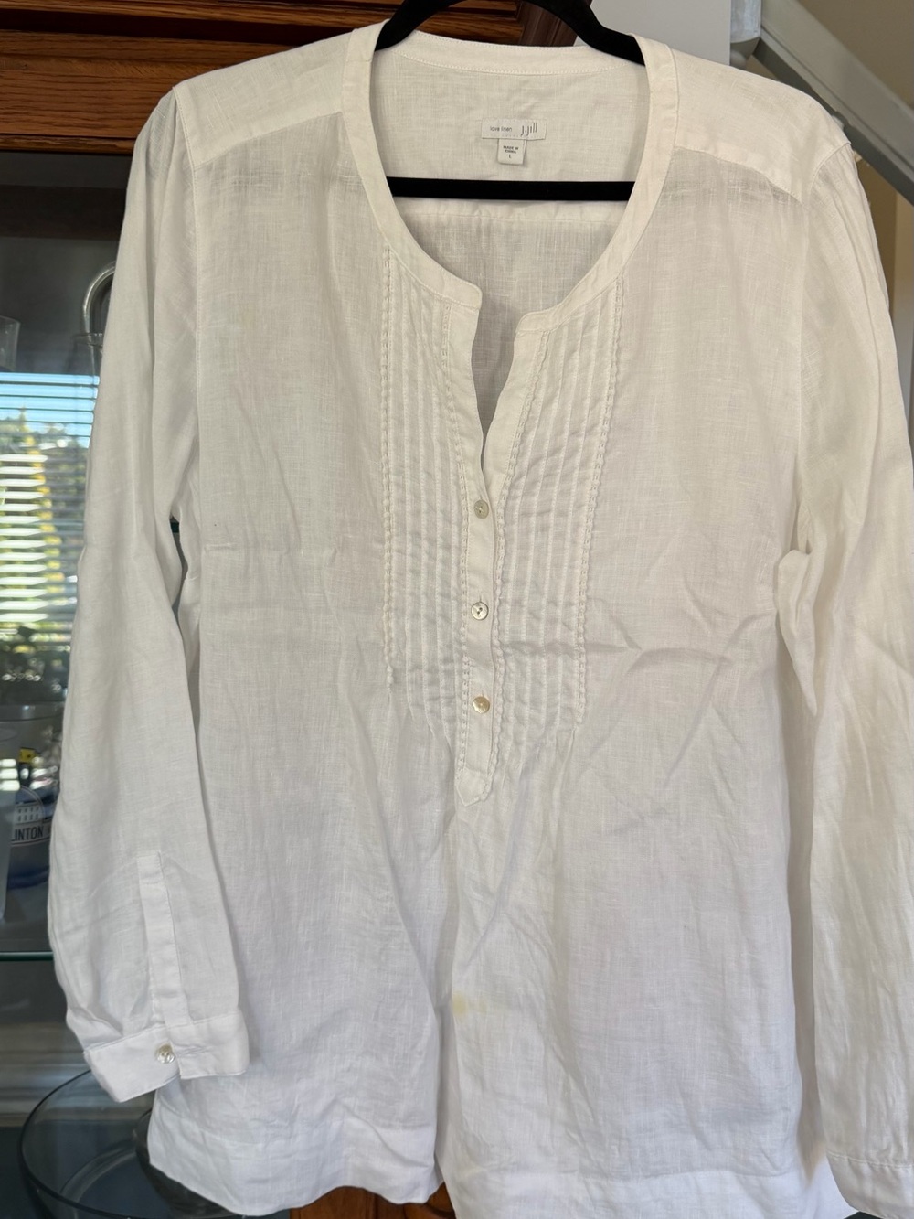 J. Jill White Linen Pintuck Henley Tunic